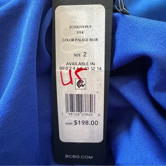 BCBGMaxAzria One Shoulder Midi Dress Blue Asymmetrical Cocktail Dress NWT Sz 2 - Picture 12 of 13